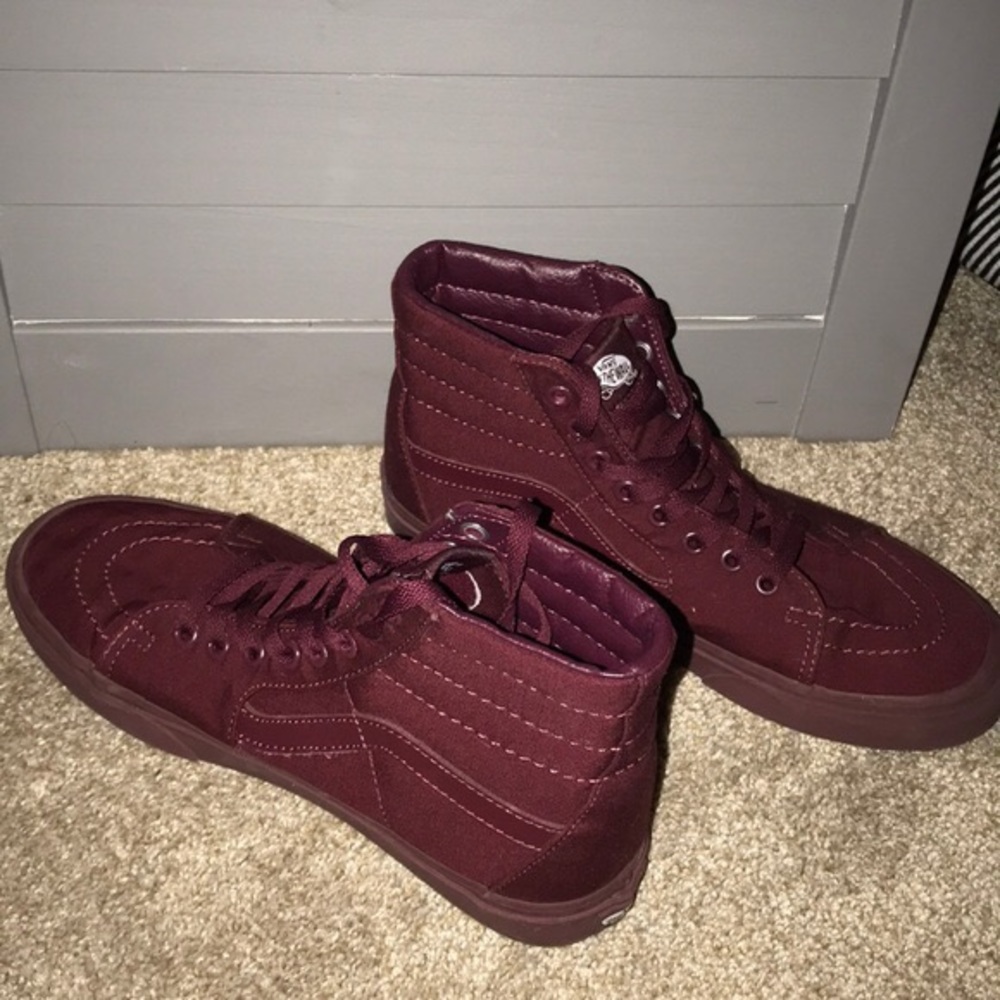All burgundy high top vans